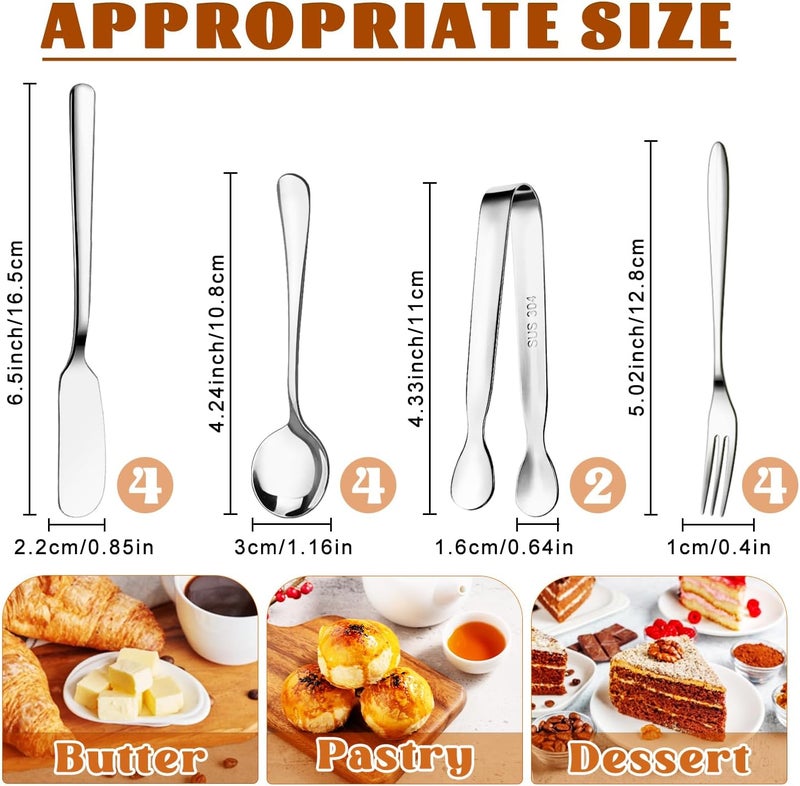 Mlurcu Cheese Butter Spreader Knife Set Charcuterie Accessories Charcuterie Boards Accessories Charcuterie Utensils Stainless Steel Spreader Knives Small Serving Tongs Mini Forks and Spoons for Pastry Making - Image 2